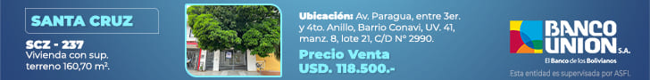 Banco Union venta casa Santa Cruz